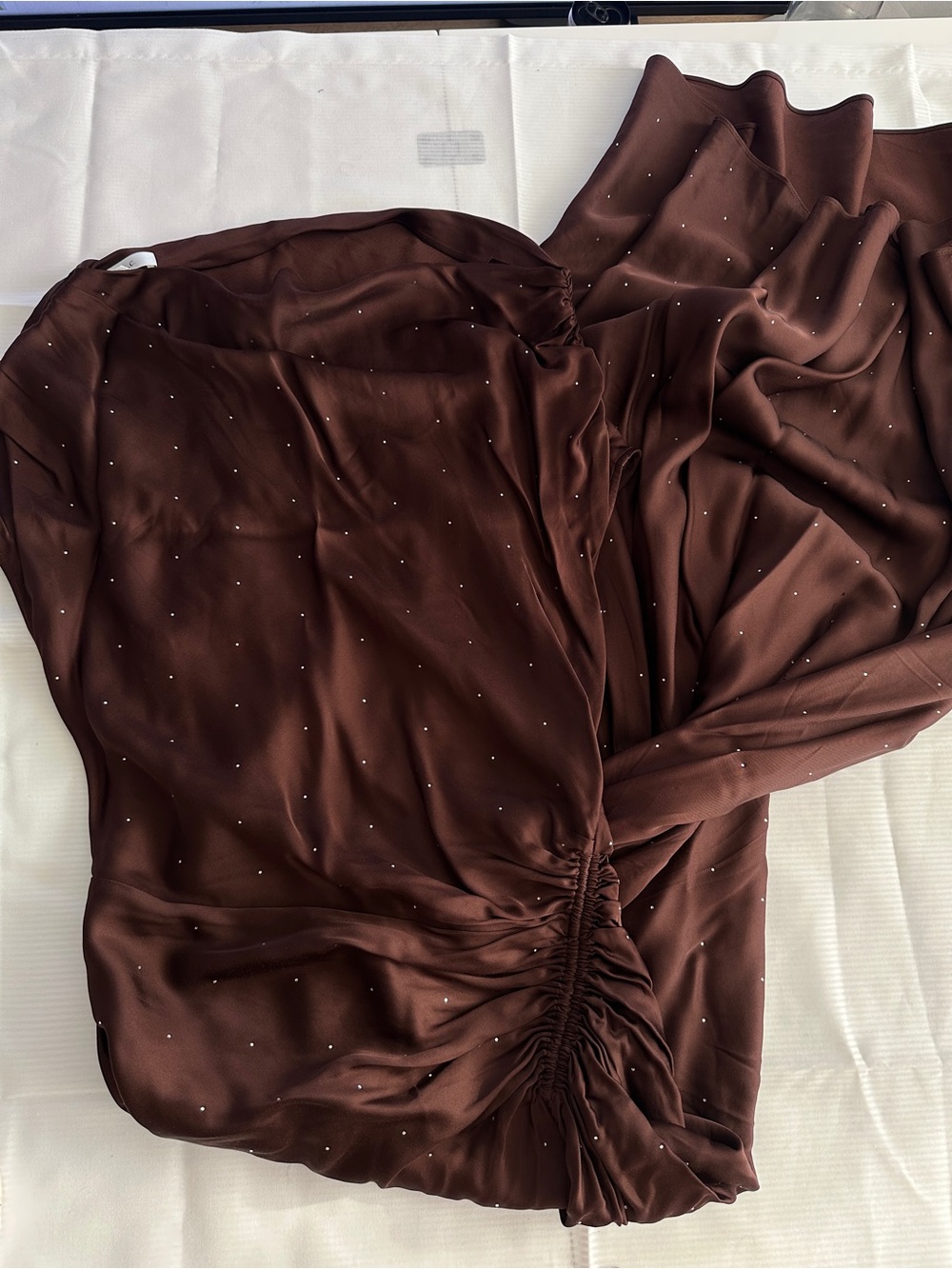 A.L.C. One Shoulder Maxi Dress Brown Formal Wedding Guest Evening Gown Draped - Picture 4 of 8